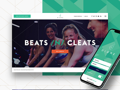 Digme Fitness app brand exploration cycling design fitness graphic design green health orange run sweat train ui web design website work