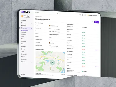 Movex SaaS - Inspection Details details driver driving fleet inspection issue items location management map product design report saas saas webapp tracking ui uiux vehicle website