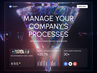 Landing Page for Flavy — Project Management Web App automation chart design figma hero landing main page management project management ui ux website wep app