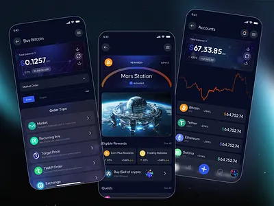 Crypto Wallet App account page asset page buy sell mobile app crypto crypto portfolio crypto wallet crypto wallet app crypto wallet – app design dark uiux design exchange mobile app reward page trading app web3 crypto wallet app design