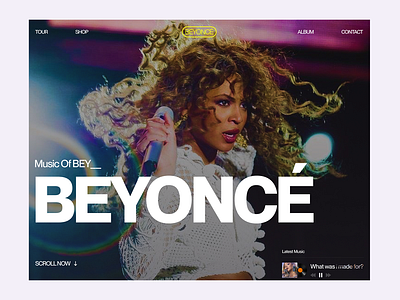 Music Artist Landing Page artistlandingpage audio beyonceui cleandesign creativedesign event herosection landingpage modern music musicui musicwebsite newdesign player simple song ui design uiux video