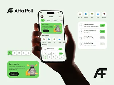 Paid Survey Based Mobile App UI/UX Design androidapp appui earningapp earnrewards mobile app design mobileappdesign moneymakingapp paidsurvey paidsurveyapp passiveincome reward grow rewardapp rewards collect sidehustle surveymobileapp taskapp userresearch uxuidesign