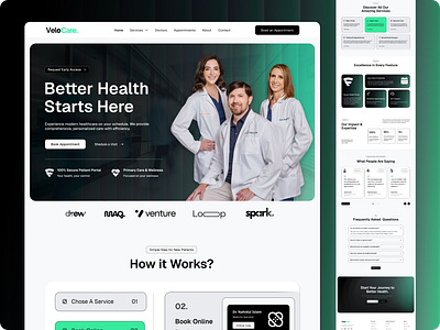 VeloCare - High-Converting Healthcare Website UI/UX Design clean website clinic website dental website figma healthcare website medical website modern webiste uiux website website design wordpress