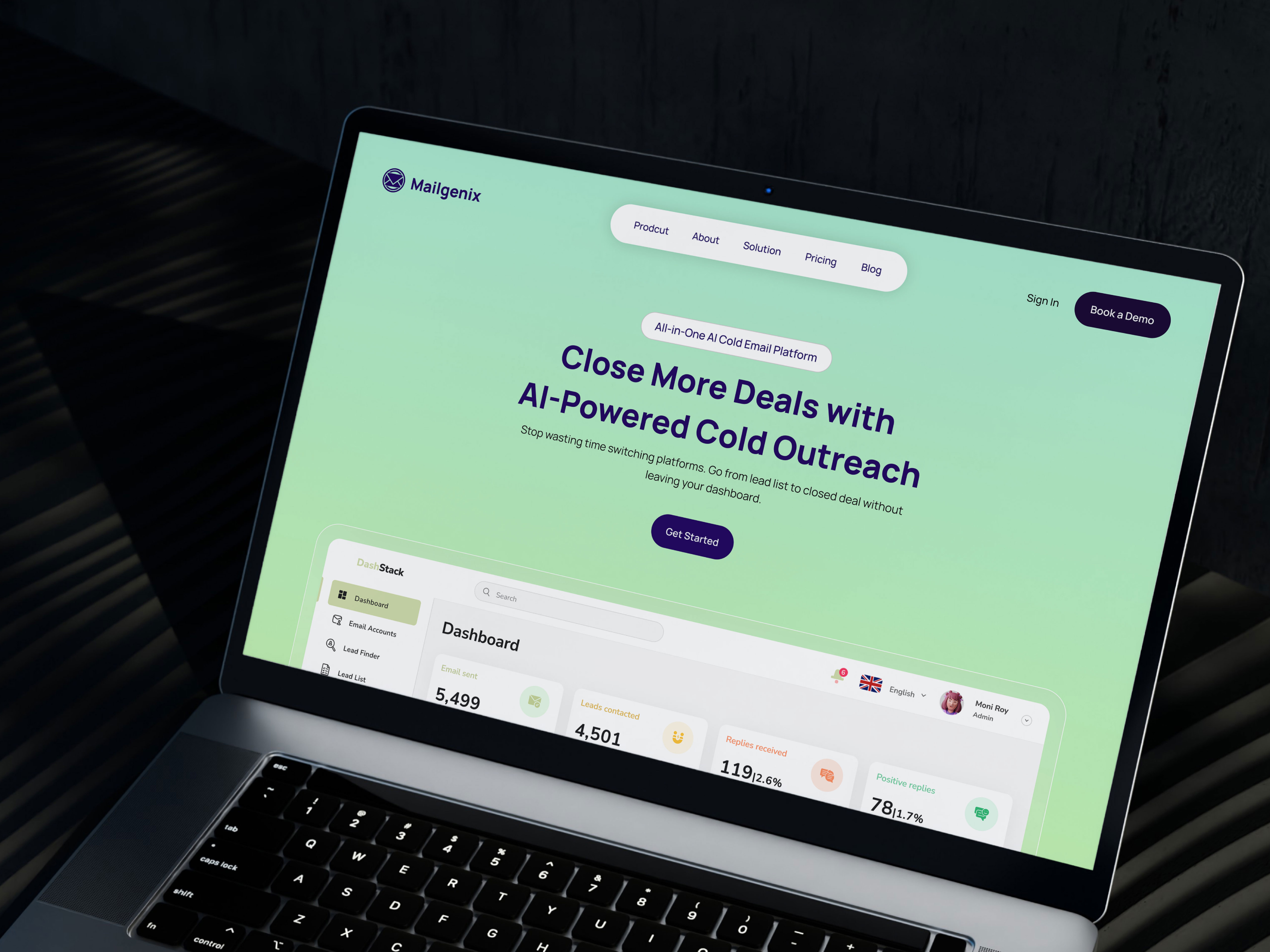 The AI-Powered Cold Outreach Platform Landing Page ai powered ailandingpage aiwebsite cold email dashboard landing page marketing minimal outreach saas saas landing page saas website ui uiux ux website