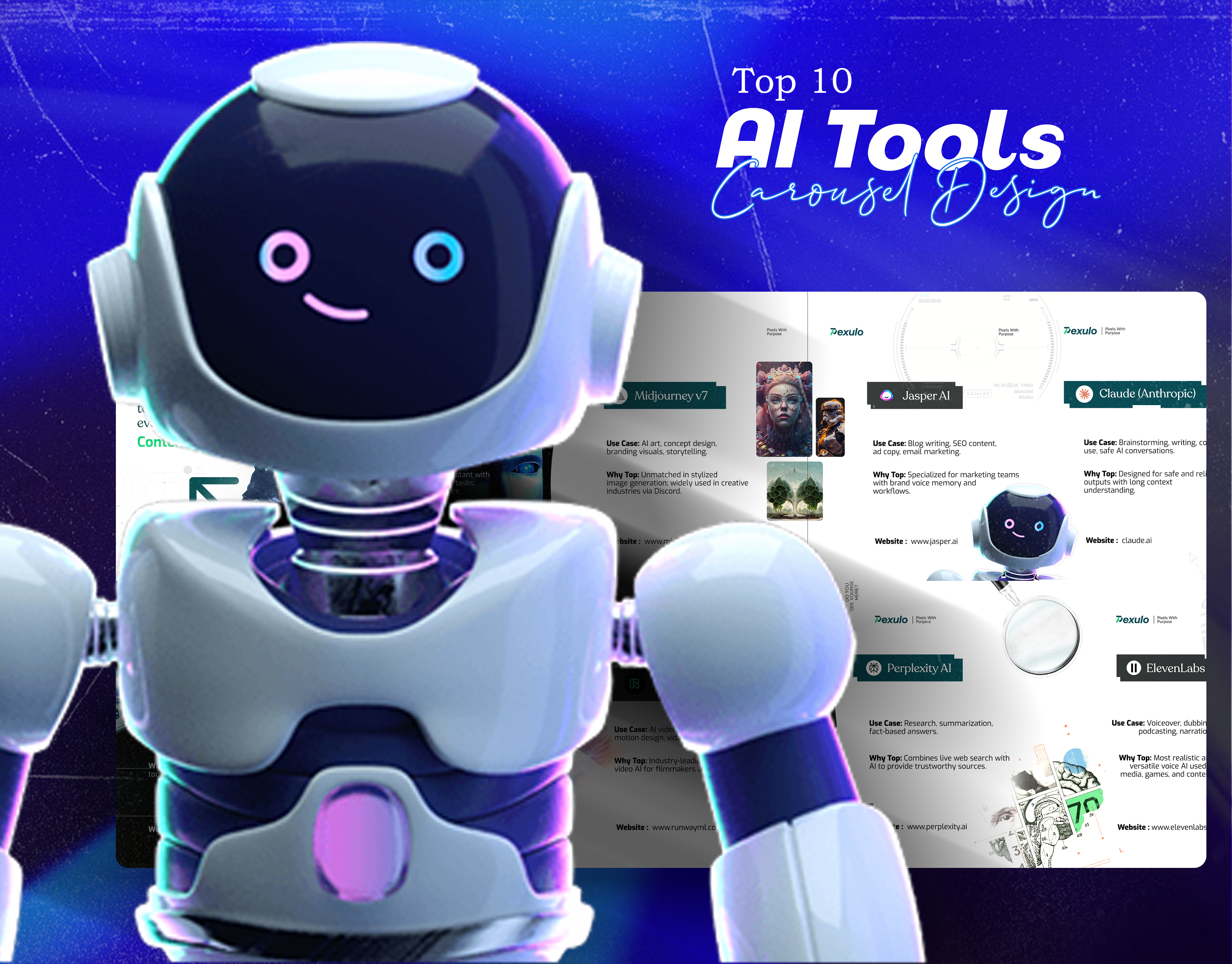 Top 10 AI Tools Carousel Design adverising branding caroused post carousel carousel design design graphic design illustration logo poster design storytalling top 10 ai tools carousel design ui visual identity