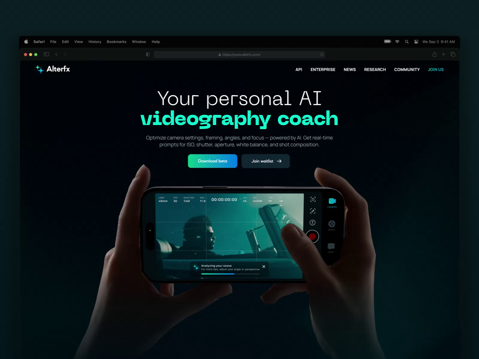 Example of Landing Page Animation for AI Video Production Platform