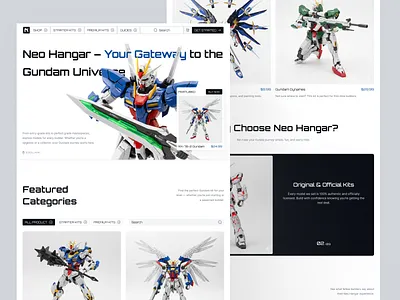 Neo Hangar – Gundam Model Kit E-Commerce Landing Page clean design desktop e commerce ecommerce website gundam landing page marketplace modern design online shop online store shops ui uidesign uiux ux uxdesign web design website website design