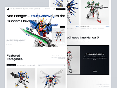 Neo Hangar – Gundam Model Kit E-Commerce Landing Page clean design desktop e commerce ecommerce website gundam landing page marketplace modern design online shop online store shops ui uidesign uiux ux uxdesign web design website website design