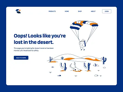 Creative 404 Error Page – Lost in the Desert 404page cleanui creative404 deserttheme design dribbble e commerce emptystate errorpag illustration interactiondesign minimaldesign online shop productdesign uiconcept uidesign uiux webdesig