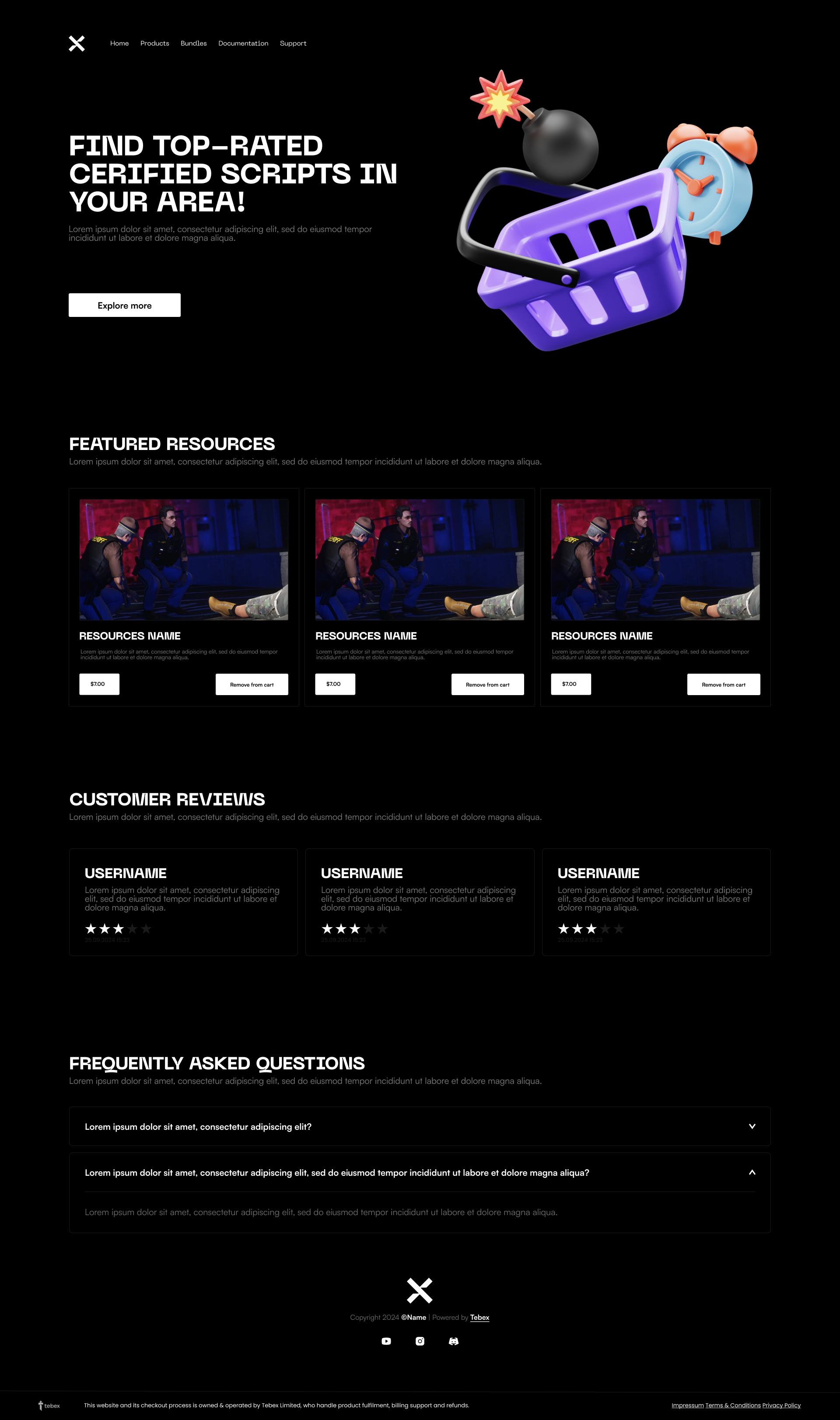 Example of Web UI/UX Design / Tebex Design
