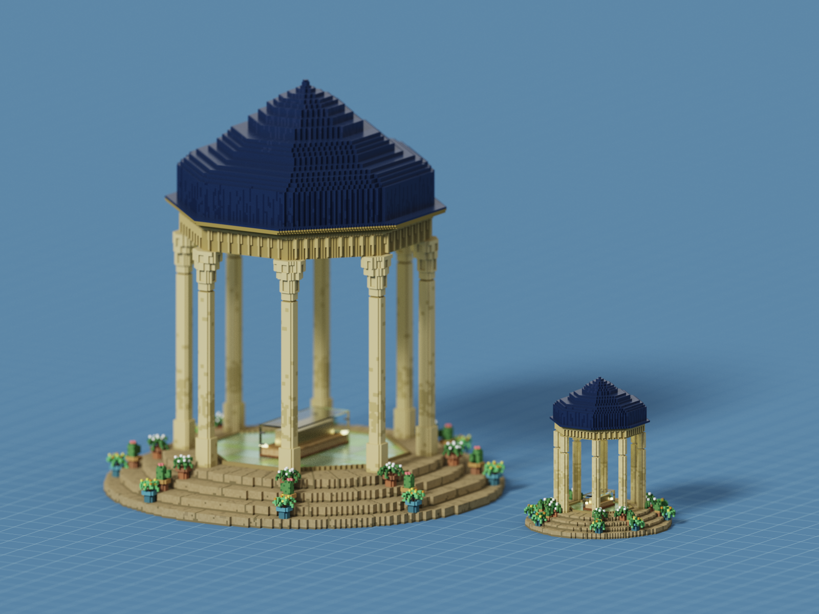 Voxel Tomb of Hafez (Hafezieh) 3d art hafez hafezieh iranian isometric magicavoxel persian persian structure voxel voxel art