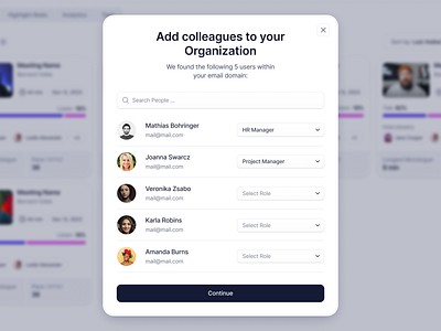 Invite people to yout team - modal design for Aspect Ai app agent agentic dashboard interviews invite modal people product design saas share team teams ui ux web app window