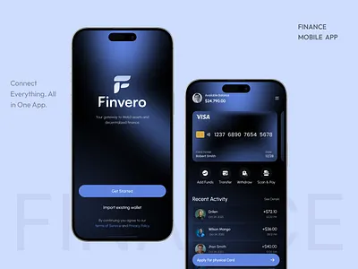 Finvero - Investments & Finance App app app design b2b bank bank management app crm finance finance app fintech fintech app investment login mobile app money transfer saas sign up ui ux wallet