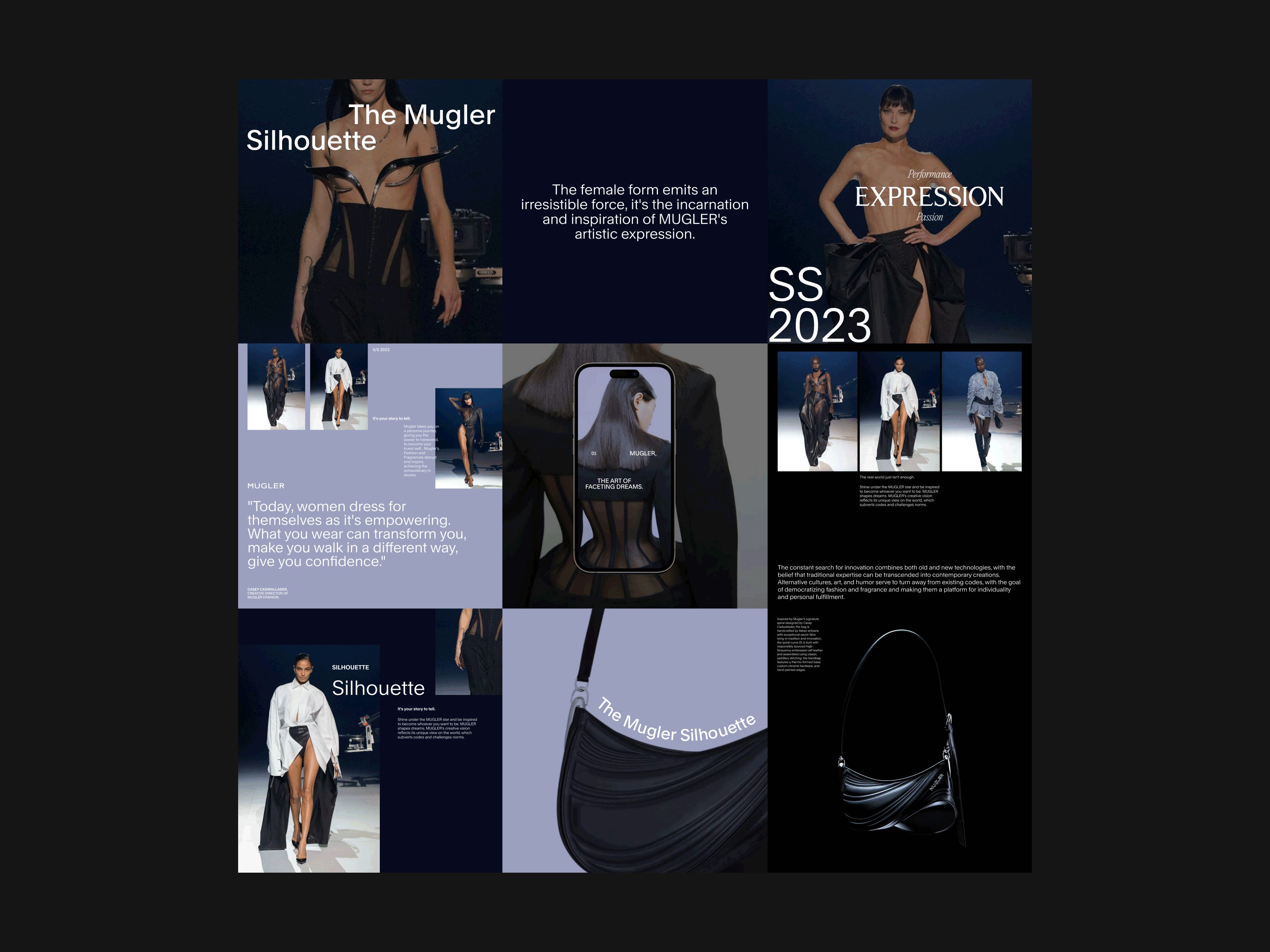 Mugler Layout Exploration art direction branding design fashion graphic graphic design instagram layout minimal photography social media typography ui