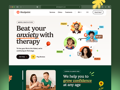 Healpoint - Mental Health Website clinic website depression doctor website healing health website healthcare healthcare website hospital website landing page medical website design mental health mental health website web design web ui webdesign website design website designer wellness yoga