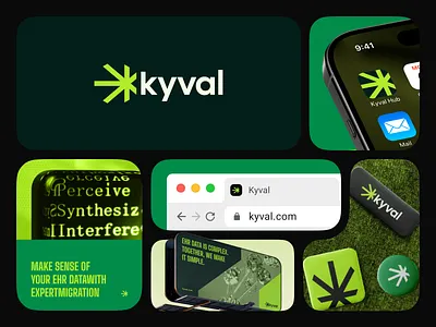Kyval — Healthcare EHR Brand Identity & Bento Grid app icon bento grid brand identity branding design systems green health tech healthcare logo design medical product design saas startup branding typography visual identity