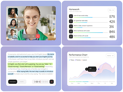EdTech Platform Design – Digital Education UI classroom app digital education e learning app edtech app education app homework tracker language learning online learning product design progress tracking student dashboard study website tutoring app video lessons ui web app web design