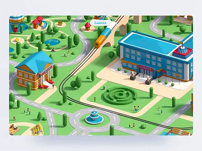 Lurnex - city animation 3d animation branding city design eco game graphic design illustration infographic isometric landing page logo marketing motion graphics product render ui video web3