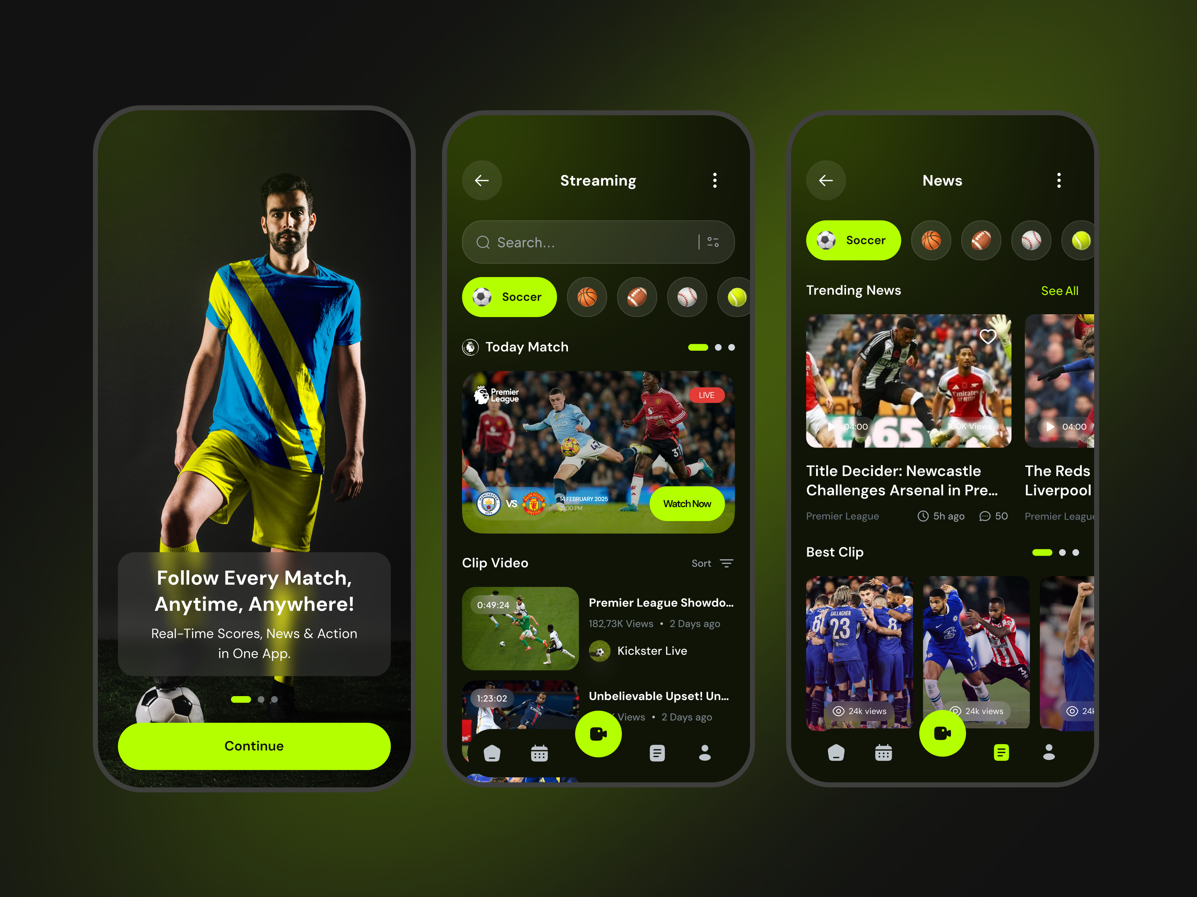 Example of Sports Mobile App Design