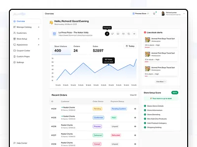 📊 E-Commerce Store Dashboard – Analytics & Management admin admindashboard animation dashboard designinspiration ecommercedesign figmadesign graphic design home illustration logo overview saasdesign ui uidesigndaily ux website