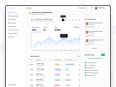 📊 E-Commerce Store Dashboard – Analytics & Management admin admindashboard animation dashboard designinspiration ecommercedesign figmadesign graphic design home illustration logo overview saasdesign ui uidesigndaily ux website