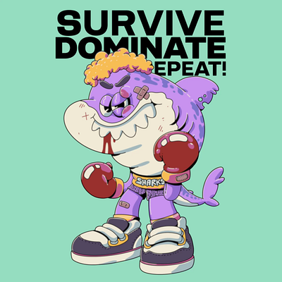 Fighter Sharks 3d animation artwork boxing branding cartoon fight mascot fighter logo graphic design illustration illustrator logo mascot motion graphics retro mascot shark