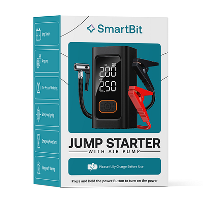 Packaging Design – SmartBit Jump Starter with Air Pump visualbranding