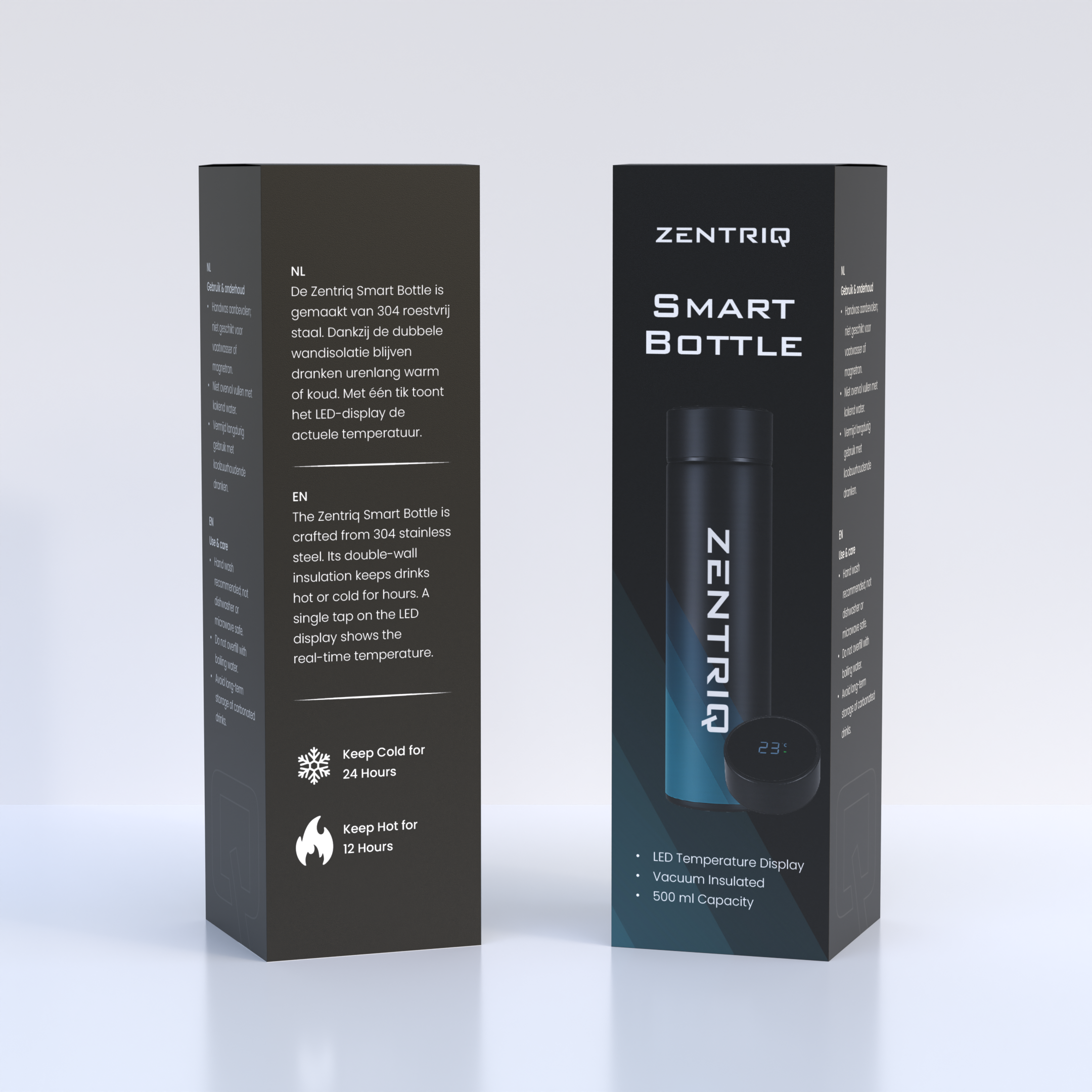 Modern & Minimal Packaging Design – Zentriq Smart Bottle visualbranding