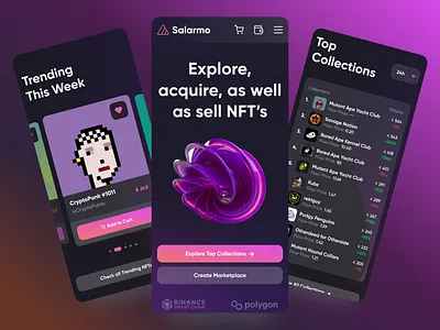 Salarmo - NFT Marketplace branding clean design flat illustration logo mobile app nft responsive responsive design typography ui ui design user experience user interface ux ux design web web app website