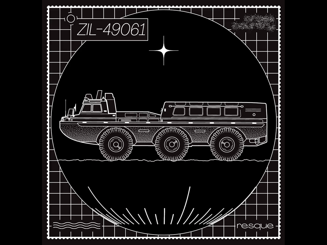 ZIL-49061 Blue Bird 2d illustration animation black and white contour illustration graphic design illustration monochrome motion motion graphics typography