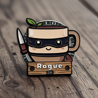 Rogue Enamel Pin (and spinning dice) branding dungeons and dragons enamel graphic design illustration product