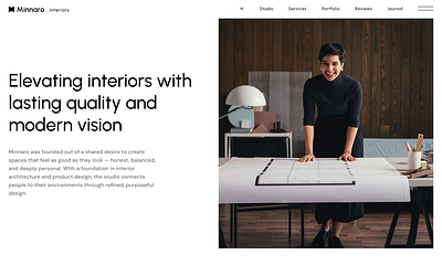 Minnaro – Interior Design Architecture (Studio Page) 3d achitecture design figma graphic design interior minimal ui web design website website design