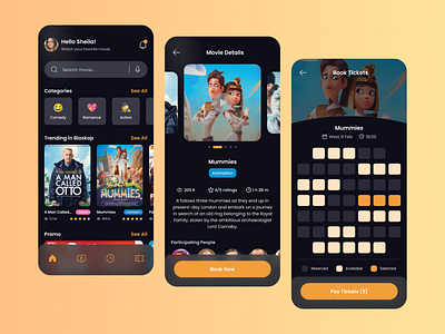 Movie Tickets app booking design mobile movie ui