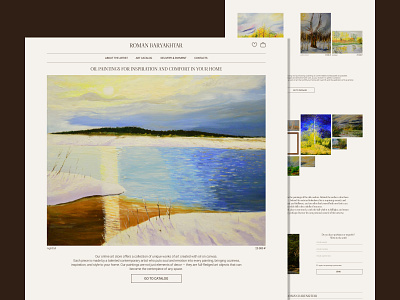 E-commerce Website for an Artist — Portfolio & Online Gallery artgallery creativedesign design digitalstudio ecommerce figmadesign landingpage onlinestore portfolio ui ux uxdesign votakdigital webdesign