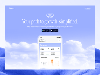 Finance app landing page design app card design design interface product service startup ui ux web website