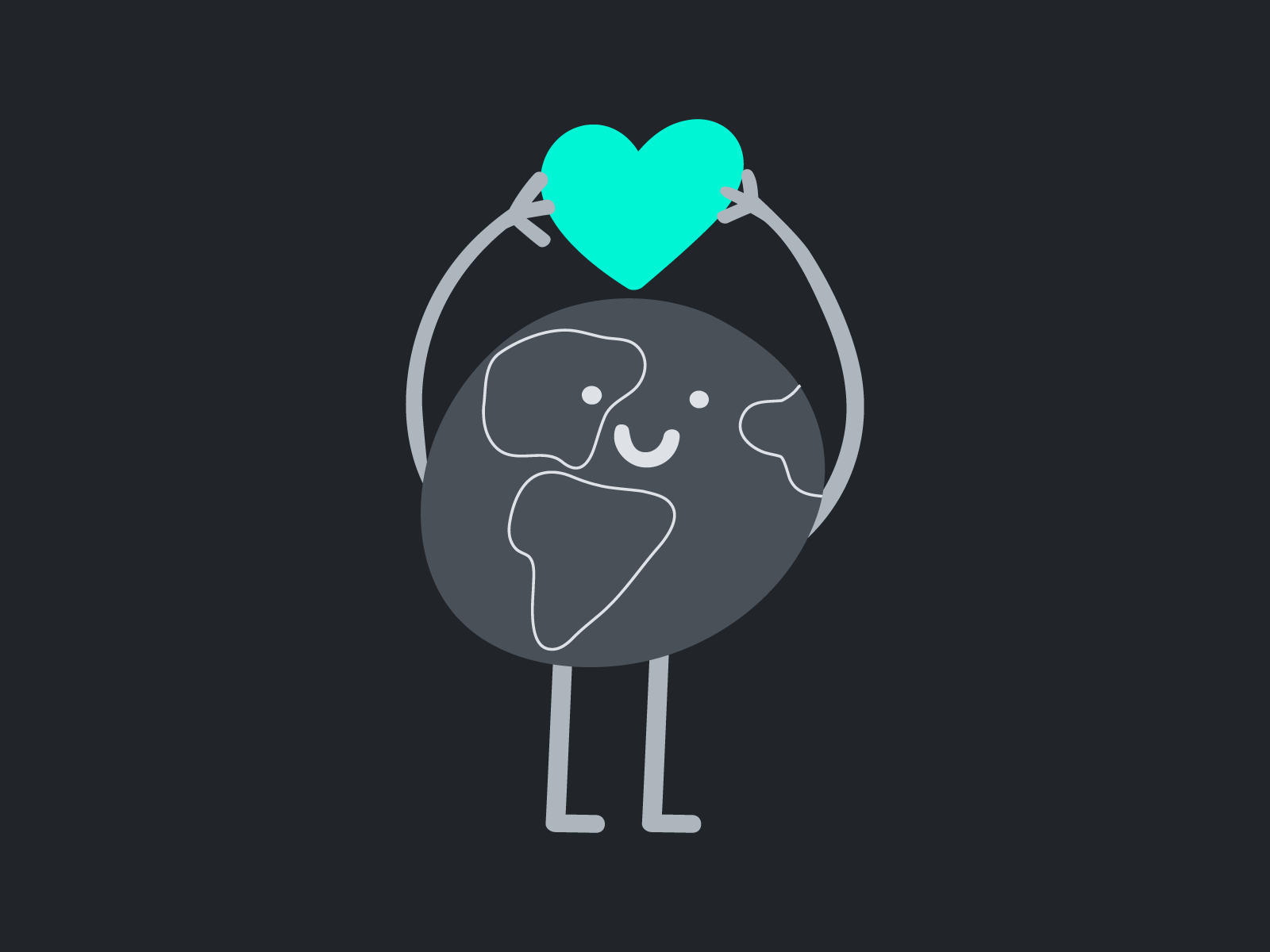 Earth & Heart branding character design earth flat funny globe graphic design happy heart icon illustration kid logo love mark peace smile symbol world