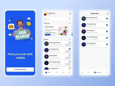 JobMe – Modern Job Search Mobile App UI 3d animation branding design graphic design illustration logo motion graphics ui