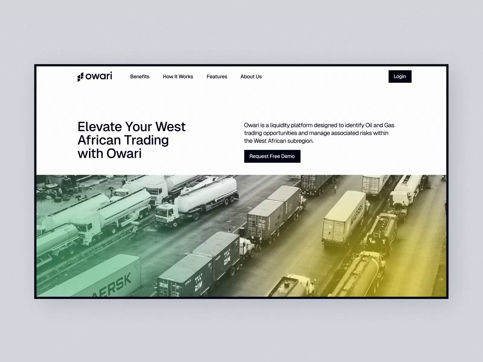 Example of Landing Page Design for Oil and Gas Trading Platform