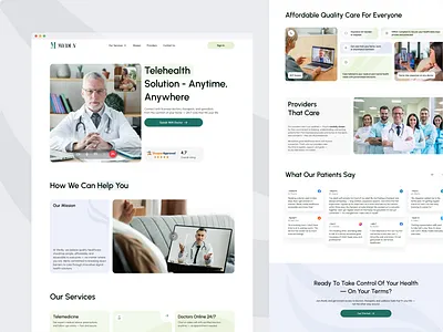 Telemedicine Landing page branding clean counselling design doctor online health healthcare illustration landing page logo medicine navigation responsive telehealth telemedicine ui ux web website