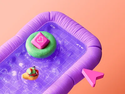 Mobile Pool Concept – 3D CG, UI Abstraction 3d 3d art 3d concept design 3d design 3d digital art 3d graphic 3d graphics 3d illustration 3d render 3d visual bright cg cg art colorful cute funny illustration illustration art modern render