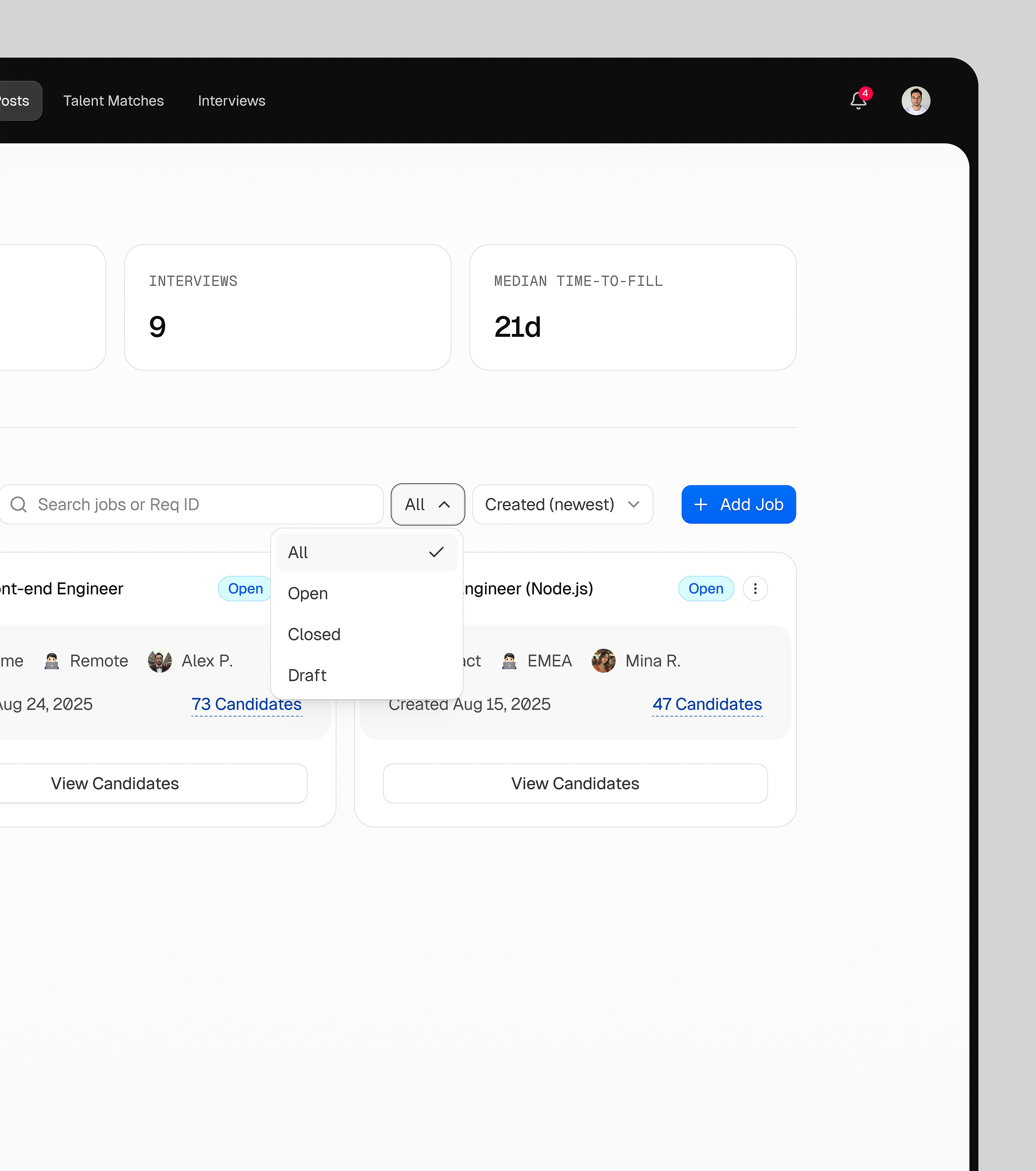 recruitment dashboard dashboard dashboard ui hiring job job board job post product design recruitment saas ui