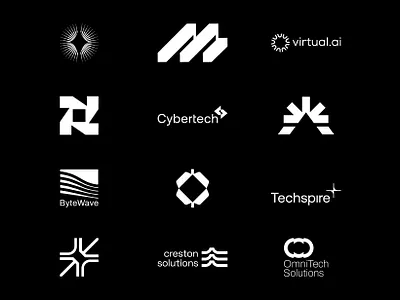 Tech and Business logos advertising beverage packaging brand design brand identity branding design graphic design illustration logo