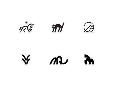 Animal set animal brand cat fauna goat logo mammuth minimal monkey owl sign simple star unicorn