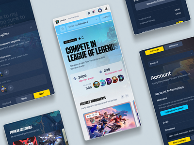 Esports Gaming Website - Mobile UI/UX Design vol2. esports esports app esports application esports design esports mobile esports website game app game art gamer gaming app gaming application gaming dashboard gaming design gaming mobile gaming mobile app gaming page gaming platform gaming site gaming website tournaments