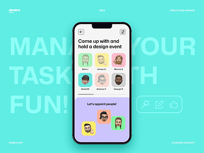 Mobile | Task Manager App android animated animation appointment design design event desire creative agency drag and drop graphic design ios memoji mobile app mobile interface mobile ui motion design motion graphics planning task management task manager ui concept