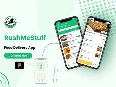 Restaurant Finder App - Food Delivery App - RushMeStuff app design brand design branding branding design delivery app design figma food app food delivery illustration logo photoshop restaurant app ui uidesign uiux user experience user interface ux vector