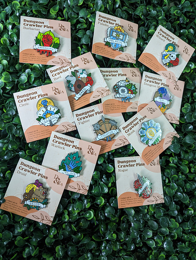 Dungeon Crawler Pins - Enamel D&D Class Pins branding design dungeons and dragons graphic design product