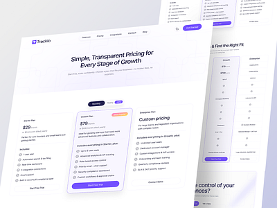 Trackio - Fintech SaaS Platform - Pricing Page b2b b2b saas business design figma finance financial fintech interaction landing page pricing page product design saas startup ui ux website