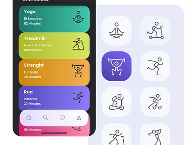 Fitness App UI | 2D Animation | Mobile Design Inspiration 2d animation animation app design design graphic design illustration mobile animation mobile design motion graphics svg animation svgator ui ui design uiux web design