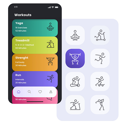 Fitness App UI | 2D Animation | Mobile Design Inspiration 2d animation animation app design design graphic design illustration mobile animation mobile design motion graphics svg animation svgator ui ui design uiux web design
